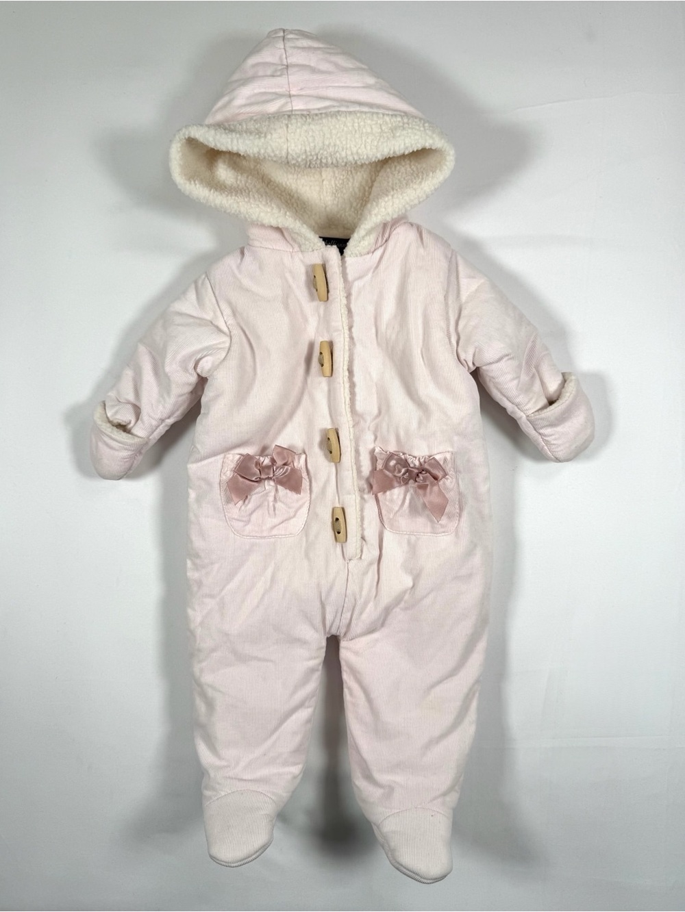WENDY BELLISSIMO Girls 3M Corduroy Bunting Suit Sherpa Lined Hooded Snowsuit